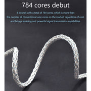 KZ 3.5mm Plug 784-core Blue Silver Mixed Braided Silver-plated Earphone Upgrade Cable For KZ ZS10 Pro / DQ6 / ASX, Cable Length: 1.2m(C Style)