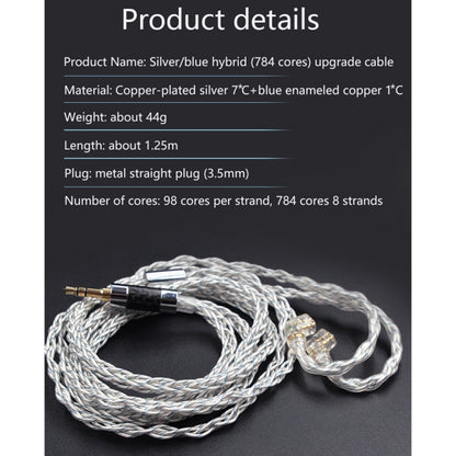 KZ 3.5mm Plug 784-core Blue Silver Mixed Braided Silver-plated Earphone Upgrade Cable For KZ ZS10 Pro / DQ6 / ASX, Cable Length: 1.2m(C Style) - free shipping - PMC Jewellery - Order now!