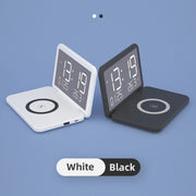 SY-118 15W Foldable Mirror Surface Perpetual Desk Calendar Clock Wireless Charger with Alarm Clock & Three-level Brightness Adjustable Function(Black)