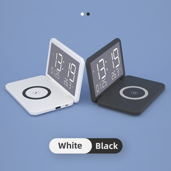 SY-118 15W Foldable Mirror Surface Perpetual Desk Calendar Clock Wireless Charger with Alarm Clock & Three-level Brightness Adjustable Function(White)