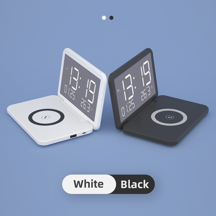 SY-118 15W Foldable Mirror Surface Perpetual Desk Calendar Clock Wireless Charger with Alarm Clock & Three-level Brightness Adjustable Function(White)