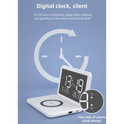 SY-118 15W Foldable Mirror Surface Perpetual Desk Calendar Clock Wireless Charger with Alarm Clock & Three-level Brightness Adjustable Function(White)