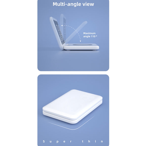 SY-118 15W Foldable Mirror Surface Perpetual Desk Calendar Clock Wireless Charger with Alarm Clock & Three-level Brightness Adjustable Function(White)