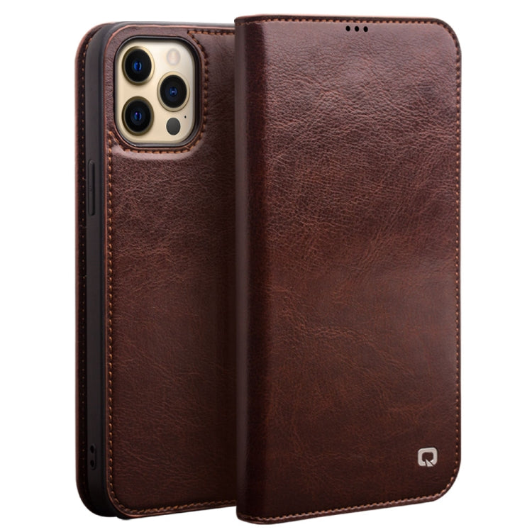For iPhone 13 Pro Max QIALINO Horizontal Flip Leather Case with Holder & Card Slots & Wallet (Brown) - free shipping - PMC TechLife - Order now!
