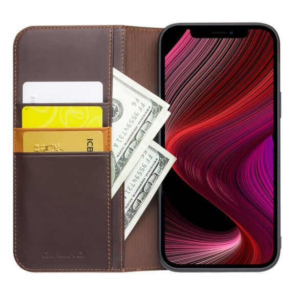 For iPhone 13 QIALINO Business Horizontal Flip Leather Case with Holder & Card Slots & Wallet(Brown)