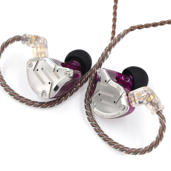 KZ ZS10 Pro 10-unit Ring Iron Gaming In-ear Wired Earphone, Standard Version(Purple)