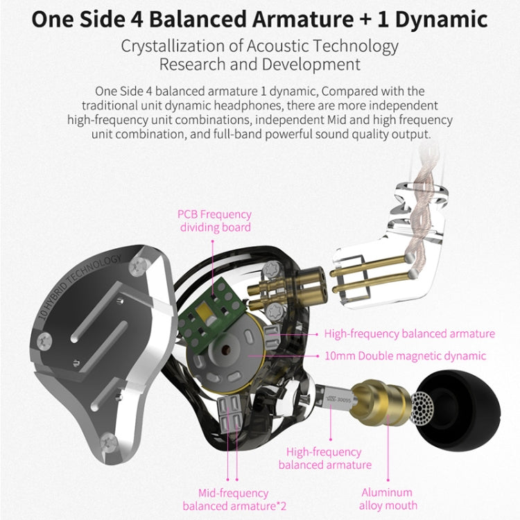 KZ ZS10 Pro 10-unit Ring Iron Gaming In-ear Wired Earphone, Standard Version(Purple) - free shipping - PMC TechLife - Order now!