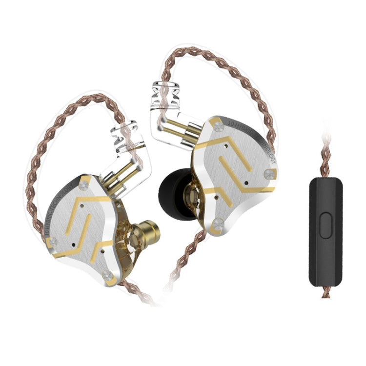 KZ ZS10 Pro 10-unit Ring Iron Gaming In-ear Wired Earphone, Mic Version(Glare Gold) - free shipping - PMC TechLife - Order now!