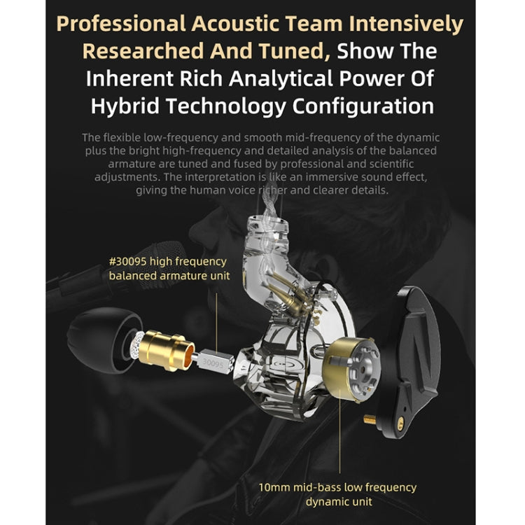 KZ ZSN Pro X Ring Iron Hybrid Drive Metal In-ear Wired Earphone, Mic Version(Black) - In Ear Wired Earphone by KZ | Online Shopping South Africa | PMC TechLife | Buy Now Pay Later Mobicred