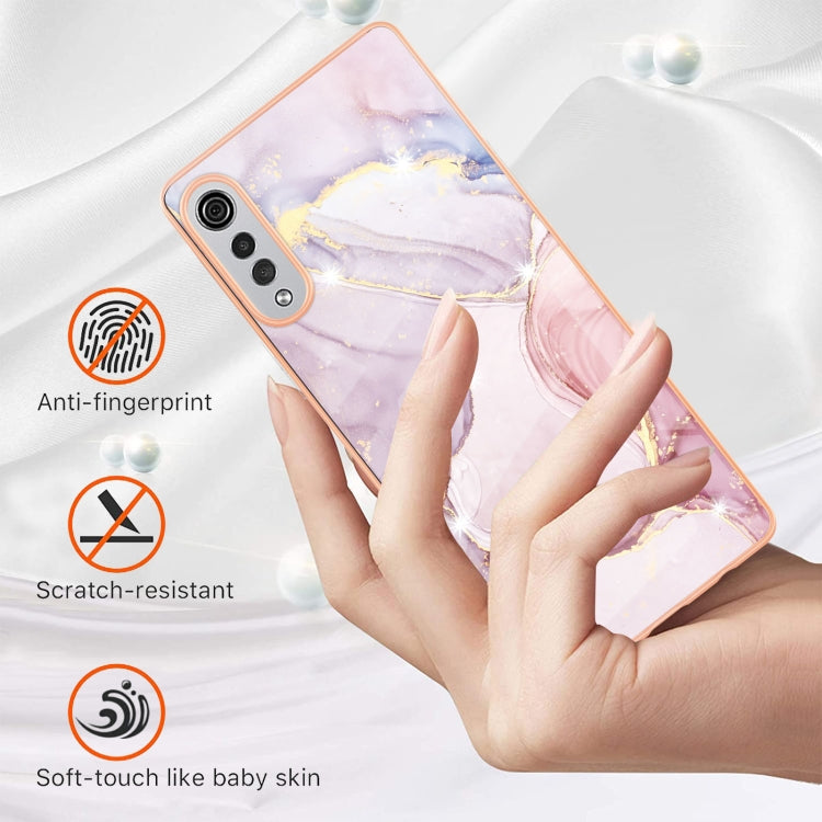 For LG Velvet 5G / 4G Electroplating Marble Pattern Dual-side IMD TPU Shockproof Case(Rose Gold 005) - LG by PMC Jewellery | Online Shopping South Africa | PMC Jewellery | Buy Now Pay Later Mobicred