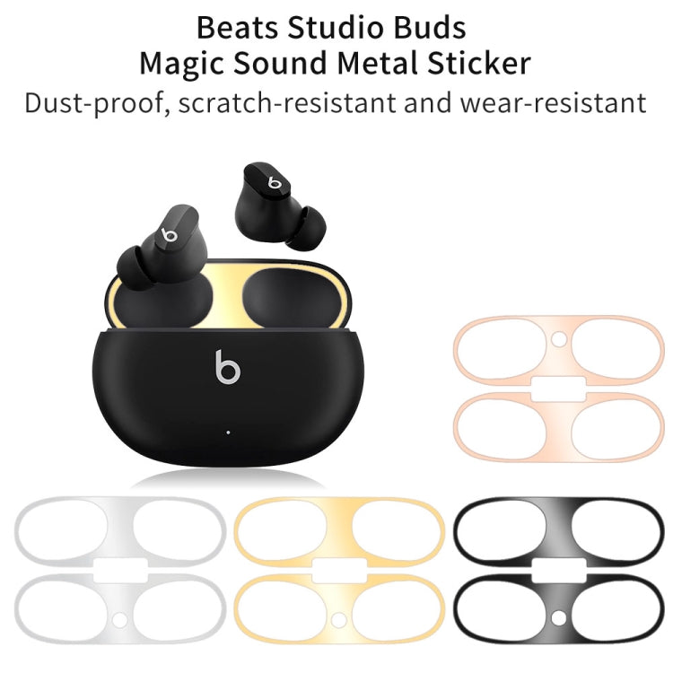 For Beats Studio Buds Wireless Bluetooth Earphone Magic Sound Metal Protective Sticker(Black) - Protective Sticker by PMC TechLife | Online Shopping South Africa | PMC TechLife