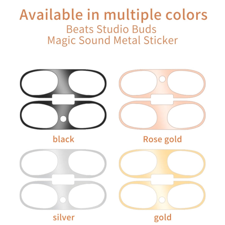For Beats Studio Buds Wireless Bluetooth Earphone Magic Sound Metal Protective Sticker(Black)