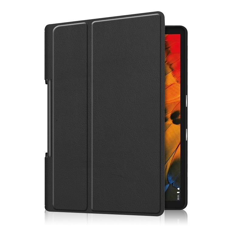 For Lenovo Yoga Smart Tab Custer Texture Horizontal Flip Leather Case with Two-folding Holder(Black) - For Lenovo by PMC TechLife | Online Shopping South Africa | PMC TechLife