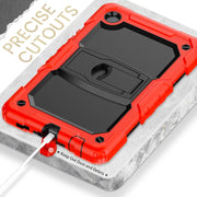 Shockproof Colorful Silica Gel + PC Protective Case with Holder & Shoulder Strap For Samsung Galaxy A7 Lite T220 / T225(Red)