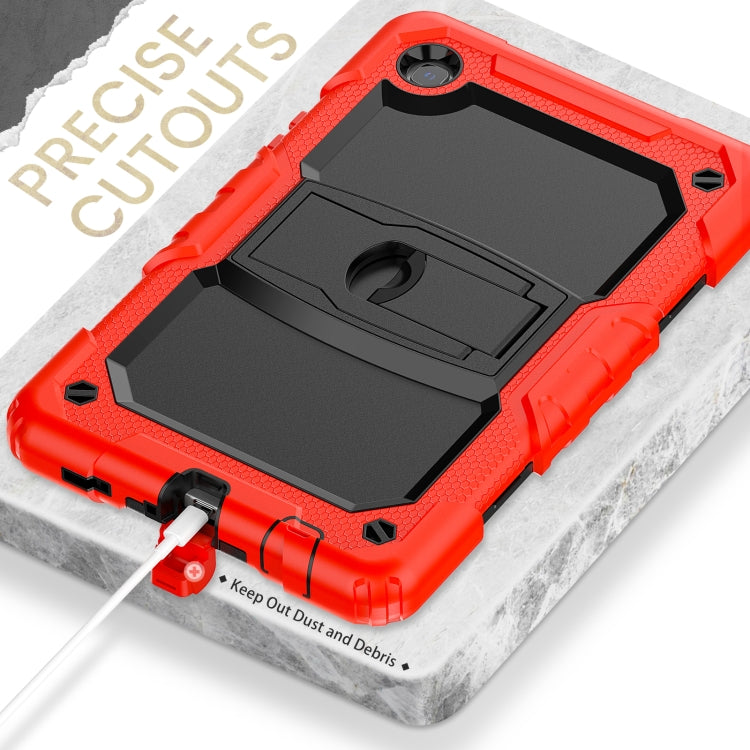 Shockproof Colorful Silica Gel + PC Protective Case with Holder & Shoulder Strap For Samsung Galaxy A7 Lite T220 / T225(Red)