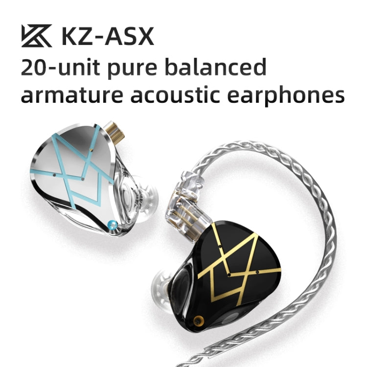 KZ ASX 20-unit Balance Armature Monitor HiFi In-Ear Wired Earphone No Mic(Silver) - free shipping - PMC Jewellery - Order now!