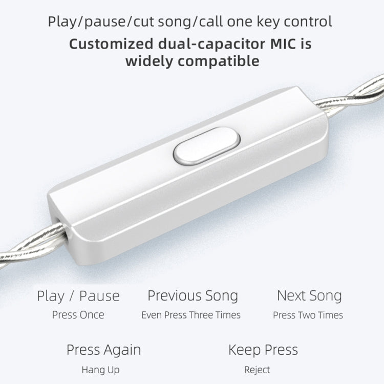 KZ ASX 20-unit Balance Armature Monitor HiFi In-Ear Wired Earphone With Mic(Silver) - free shipping - PMC Jewellery - Order now!