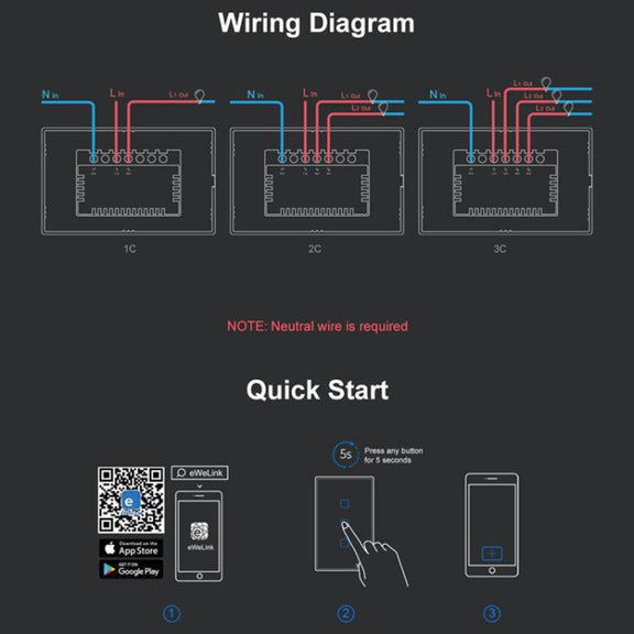 Sonoff T3 US-TX 433 RF WIFI Smart Remote Control Wall Touch Switch, US Plug, Style:Double Buttons
