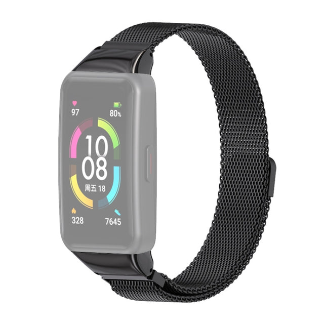 For Huawei Band 6 / Honor Band 6 / 7 MIJOBS Milan Stainless Steel Magnetic Watch Band(Black) - Watch Bands by MIJOBS