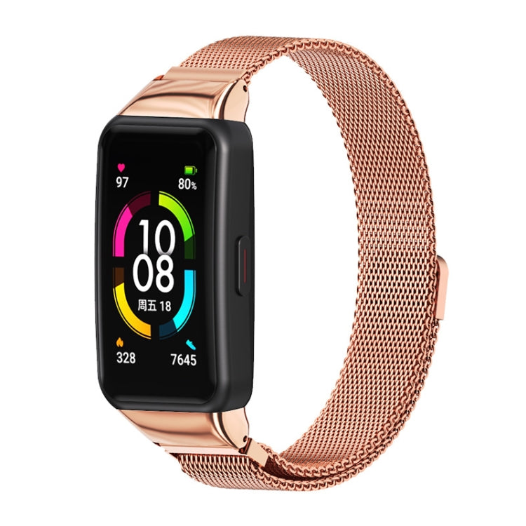 For Huawei Band 6 / Honor Band 6 / 7 MIJOBS Milan Stainless Steel Magnetic Watch Band(Rose Gold) - free shipping - PMC Jewellery - Order now!