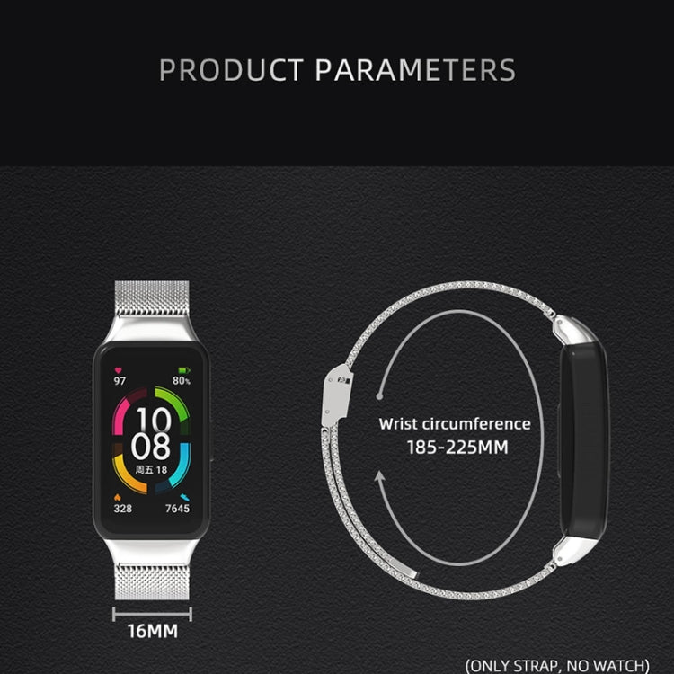 For Huawei Band 6 / Honor Band 6 / 7 MIJOBS Milan Stainless Steel Magnetic Watch Band(Gold) - Watch Bands by MIJOBS | Online Shopping South Africa | PMC TechLife | Buy Now Pay Later Mobicred