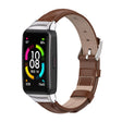 For Huawei Band 6 / Honor Band 6 / 7 MIJOBS Cowhide Leather Watch Band(Brown Silver) - Watch Bands by MIJOBS