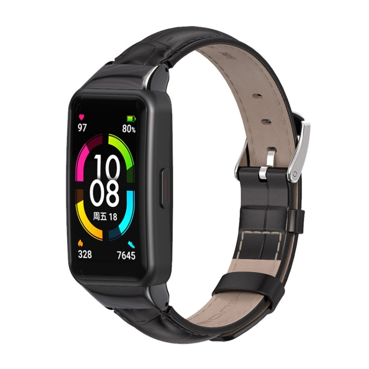 For Huawei Band 6 / Honor Band 6 / 7 MIJOBS Cowhide Leather Watch Band(Bamboo Joint Black) - Watch Bands by MIJOBS | Online Shopping South Africa | PMC TechLife | Buy Now Pay Later Mobicred