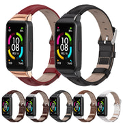 For Huawei Band 6 / Honor Band 6 / 7 MIJOBS Cowhide Leather Watch Band(Brown Silver) - Watch Bands by MIJOBS