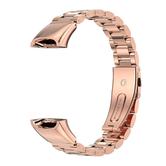For Huawei Band 6 / Honor Band 6 / 7 MIJOBS Three Strains Stainless Steel Metal Buckle Watch Band(Rose Gold) - Watch Bands by MIJOBS