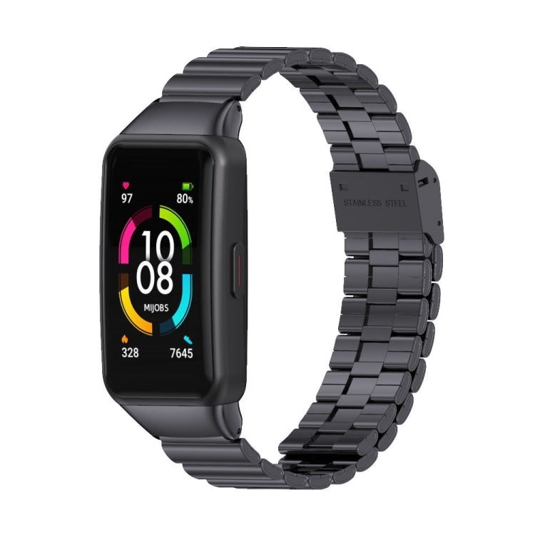 For Huawei Band 6 / Honor Band 6 / 7 MIJOBS Bamboo Joint Stainless Steel Metal Buckle Watch Band(Black) - Watch Bands by MIJOBS | Online Shopping South Africa | PMC TechLife | Buy Now Pay Later Mobicred