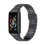 For Huawei Band 6 / Honor Band 6 / 7 MIJOBS Bamboo Joint Stainless Steel Metal Buckle Watch Band(Black) - Watch Bands by MIJOBS