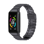 For Huawei Band 6 / Honor Band 6 / 7 MIJOBS Bamboo Joint Stainless Steel Metal Buckle Watch Band(Black) - Watch Bands by MIJOBS