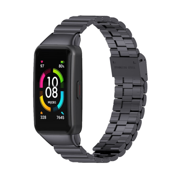 For Huawei Band 6 / Honor Band 6 / 7 MIJOBS Bamboo Joint Stainless Steel Metal Buckle Watch Band(Black) - Watch Bands by MIJOBS
