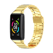 For Huawei Band 6 / Honor Band 6 / 7 MIJOBS Bamboo Joint Stainless Steel Metal Buckle Watch Band(Gold) - Watch Bands by MIJOBS