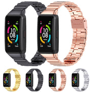 For Huawei Band 6 / Honor Band 6 / 7 MIJOBS Bamboo Joint Stainless Steel Metal Buckle Watch Band(Black) - Watch Bands by MIJOBS