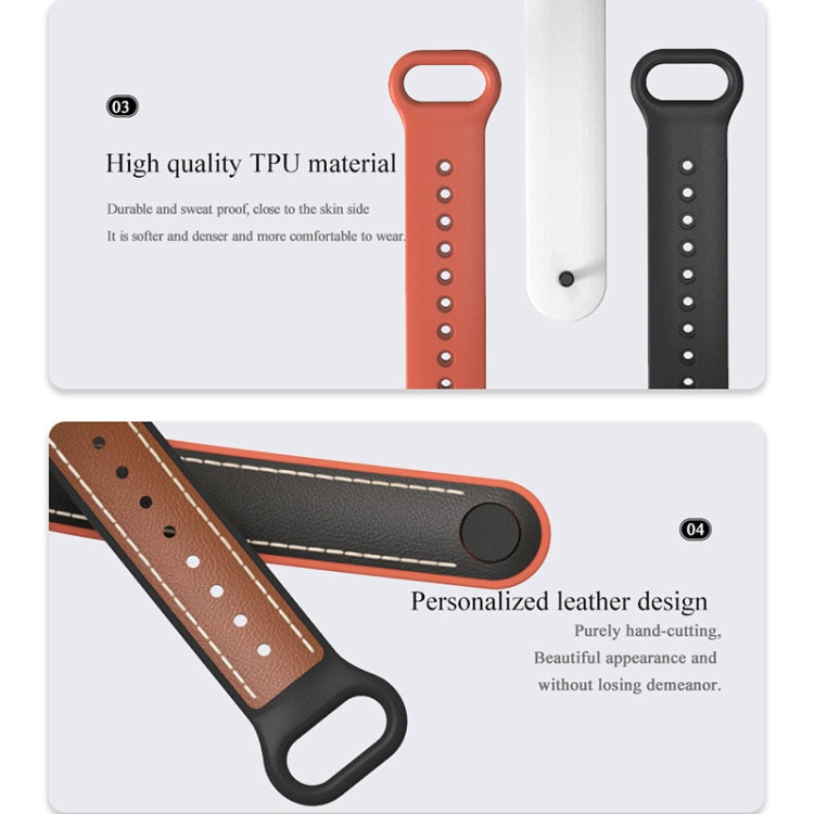 For Xiaomi Mi Band 5/6/7 MIJOBS TPU + Leather Watch Band(Brown+Black) - Watch Bands by MIJOBS