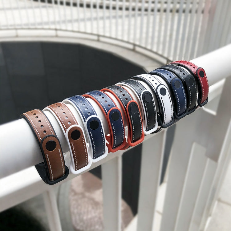 For Xiaomi Mi Band 5/6/7 MIJOBS TPU + Leather Watch Band(Brown+Black) - Watch Bands by MIJOBS