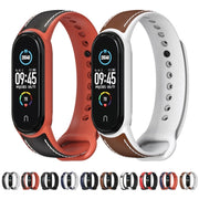 For Xiaomi Mi Band 5/6/7 MIJOBS TPU + Leather Watch Band(Brown+Black) - Watch Bands by MIJOBS
