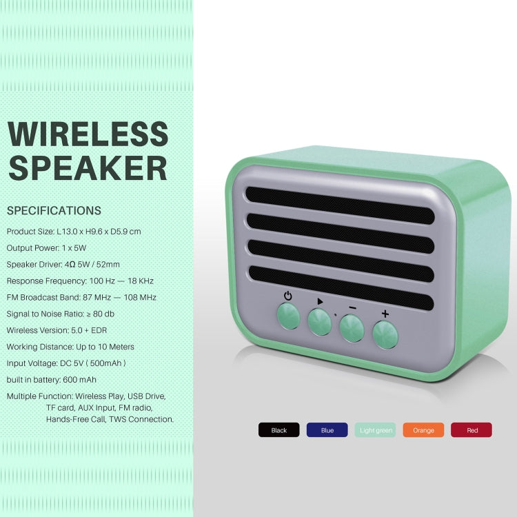 New Rixing NR-102 Mini TWS Bluetooth Speaker(Light Green) - Desktop Speaker by NewRixing | Online Shopping South Africa | PMC TechLife | Buy Now Pay Later Mobicred