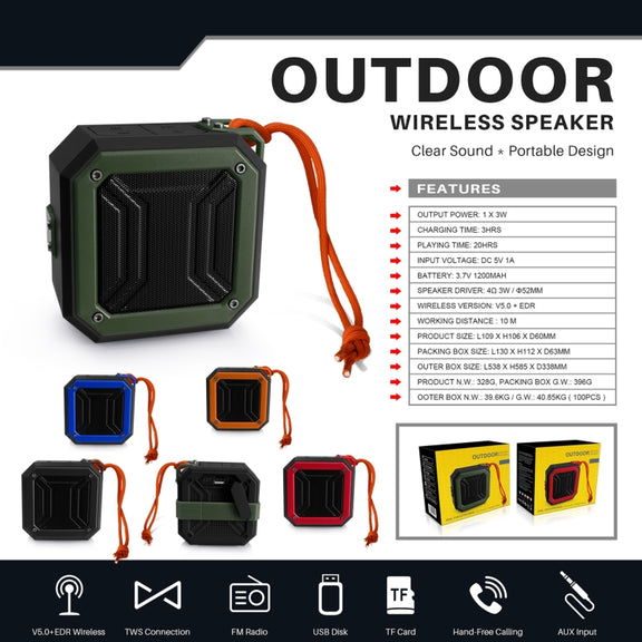 New Rixing NR-103 Mini TWS Bluetooth Speaker with Lanyard(Blue)