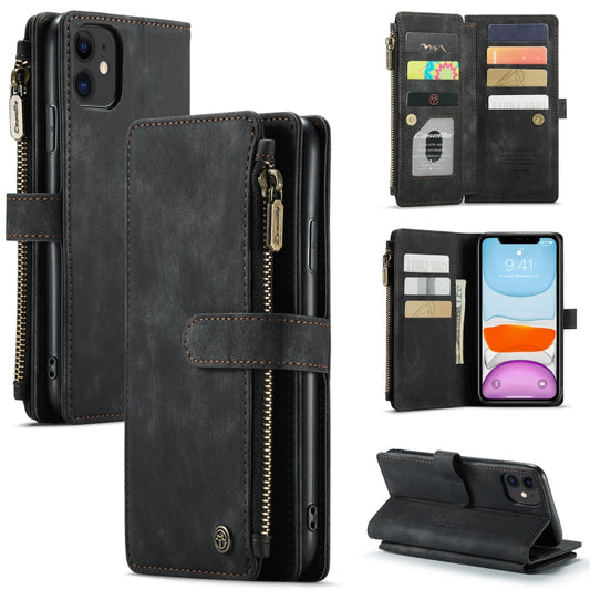 For iPhone 11 CaseMe-C30 PU + TPU Multifunctional Horizontal Flip Leather Case with Holder & Card Slot & Wallet & Zipper Pocket (Black) - iPhone 11 Cases by CaseMe | Online Shopping South Africa | PMC Jewellery | Buy Now Pay Later Mobicred