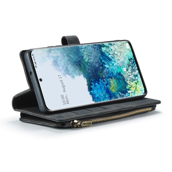 For Samsung Galaxy S20+ 5G CaseMe-C30 PU + TPU Multifunctional Horizontal Flip Leather Case with Holder & Card Slot & Wallet & Zipper Pocket(Black)