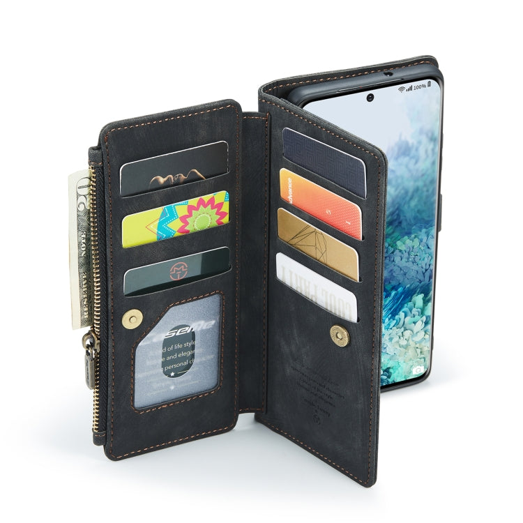 For Samsung Galaxy S20+ 5G CaseMe-C30 PU + TPU Multifunctional Horizontal Flip Leather Case with Holder & Card Slot & Wallet & Zipper Pocket(Black)