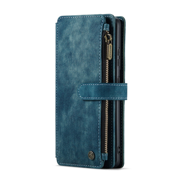 For Samsung Galaxy S20 FE CaseMe-C30 PU + TPU Multifunctional Horizontal Flip Leather Case with Holder & Card Slot & Wallet & Zipper Pocket(Blue)
