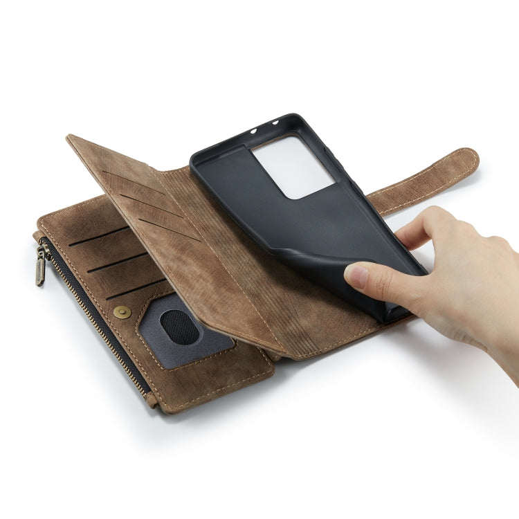 For Samsung Galaxy S21 Ultra 5G CaseMe-C30 PU + TPU Multifunctional Horizontal Flip Leather Case with Holder & Card Slot & Wallet & Zipper Pocket(Brown) - Galaxy S21 Ultra 5G Cases by CaseMe | Online Shopping South Africa | PMC TechLife | Buy Now Pay Later Mobicred