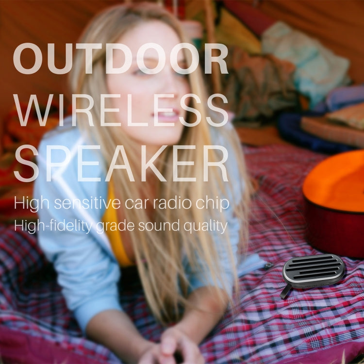 New Rixing NR-105 Mini TWS Metal Bluetooth Speaker Support Hands-free Call / FM(Black)
