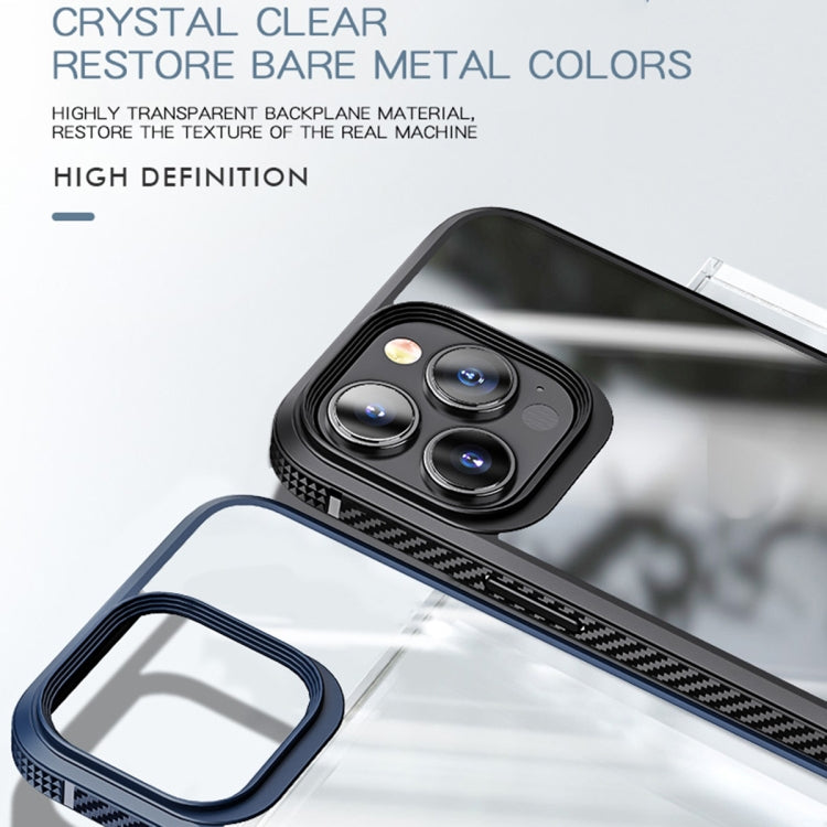 For iPhone 13 Pro Max MG Series Carbon Fiber TPU + Clear PC Four-corner Airbag Shockproof Case (Green)