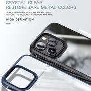 For iPhone 13 Pro Max MG Series Carbon Fiber TPU + Clear PC Four-corner Airbag Shockproof Case (Green)