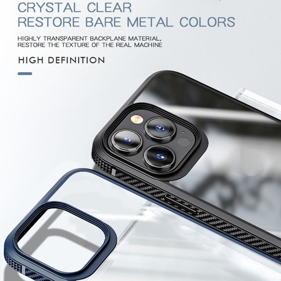 For iPhone 13 Pro Max MG Series Carbon Fiber TPU + Clear PC Four-corner Airbag Shockproof Case (Green)