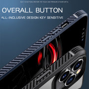 For iPhone 13 Pro Max MG Series Carbon Fiber TPU + Clear PC Four-corner Airbag Shockproof Case (Red)